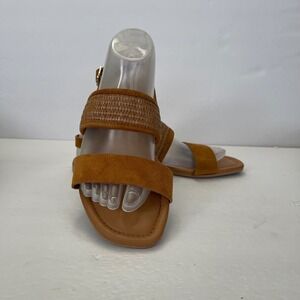 Mila Paoli Brown Suede Woven Slingback Flat Sandals Made in Italy Womens 8